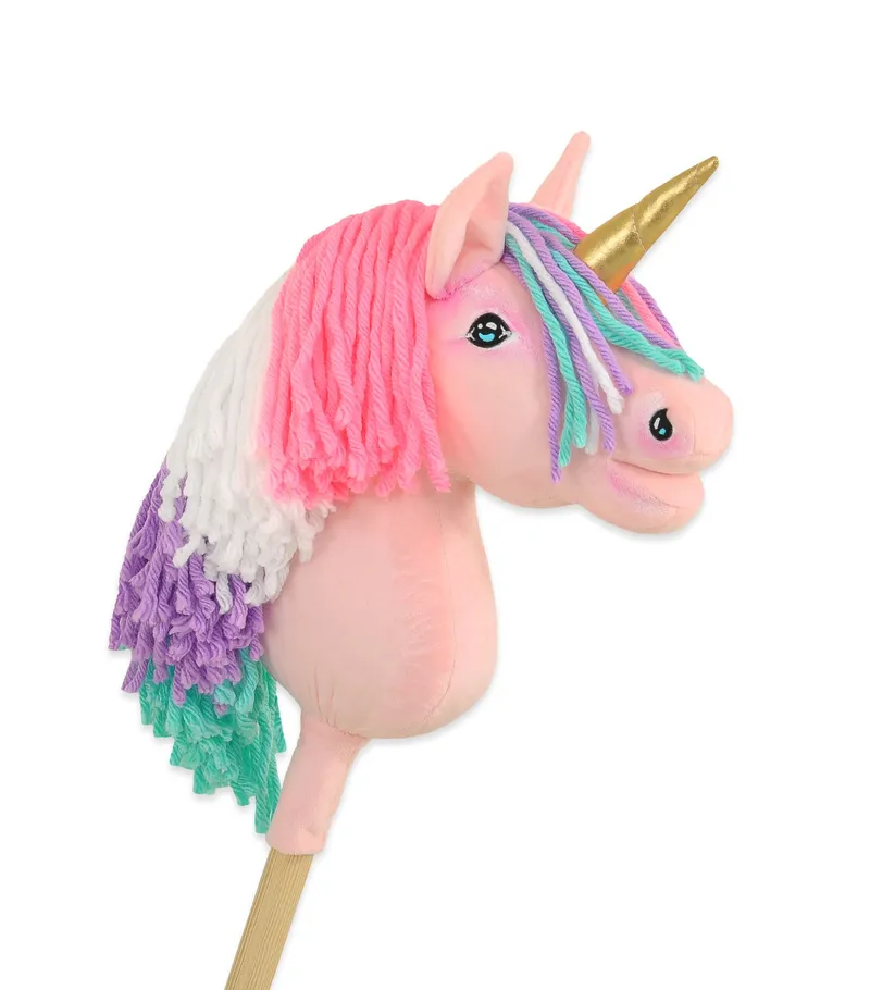 Hobby Horse Jednorożec Na Kiju Kolorową Grzywą Złotym TUM-TUM - Różowy