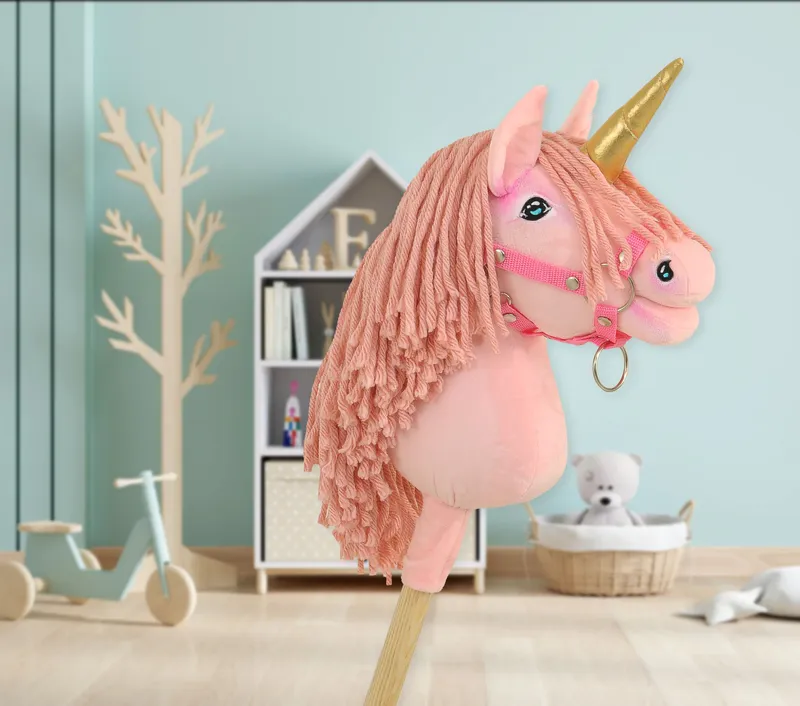 Hobby Horse Jednorożec Na Kiju Różową Grzywą Złotym TUM-TUM - Różowy