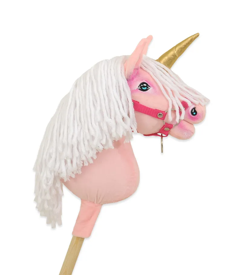 Hobby Horse Jednorożec Na Kiju Białą Grzywą Złotym Rogiem TUM-TUM - Różowy