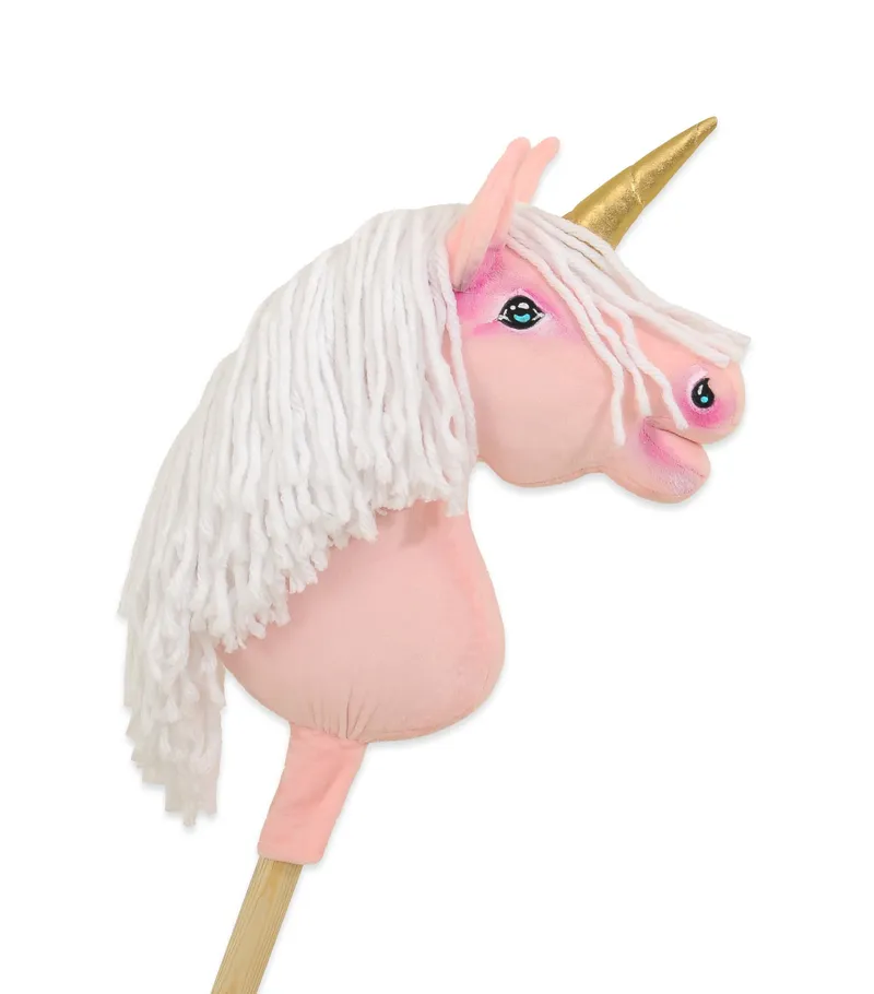 Hobby Horse Jednorożec Na Kiju Białą Grzywą Złotym Rogiem TUM-TUM - Różowy