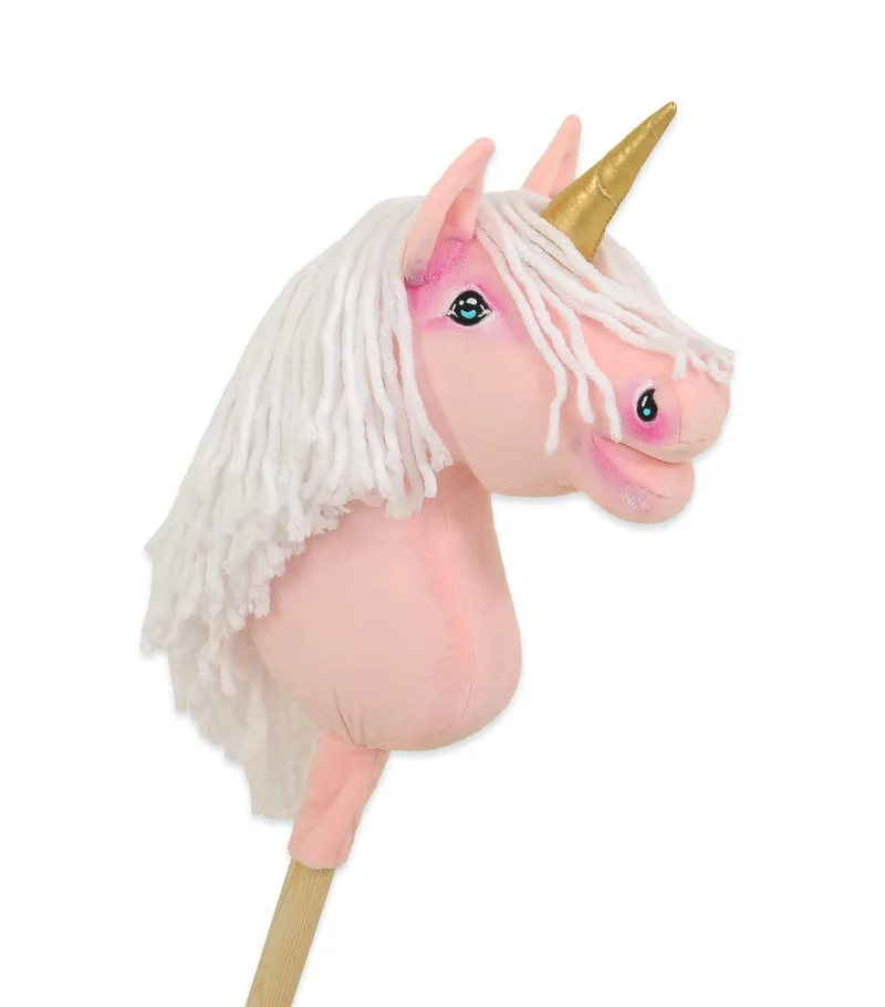 Hobby Horse Jednorożec Na Kiju Białą Grzywą Złotym Rogiem TUM-TUM - Różowy