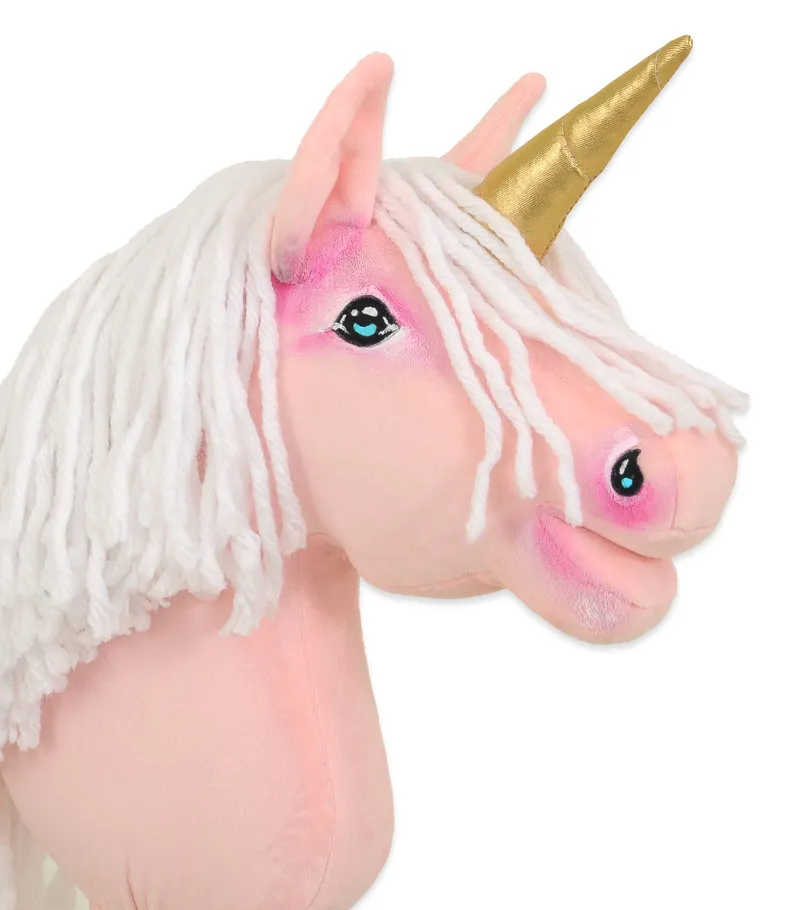 Hobby Horse Jednorożec Na Kiju Białą Grzywą Złotym Rogiem TUM-TUM - Różowy
