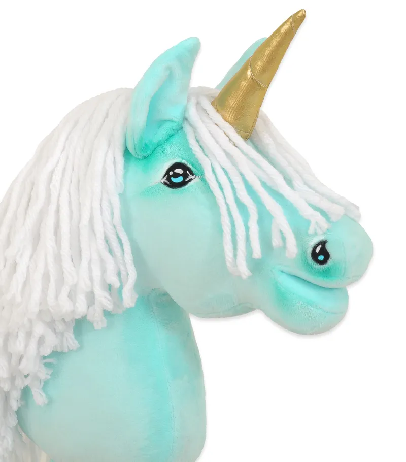 Hobby Horse Jednorożec Na Kiju Białą Grzywą Złotym TUM-TUM - Miętowy