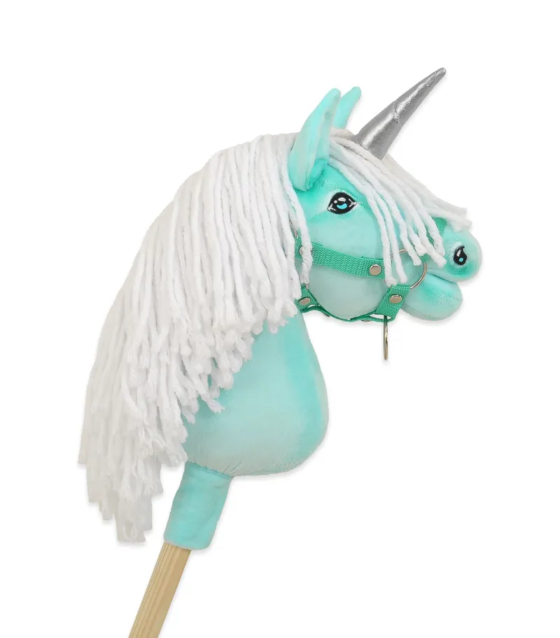 Hobby Horse Jednorożec Na Kiju Białą Grzywą Srebrnym TUM-TUM - Miętowy