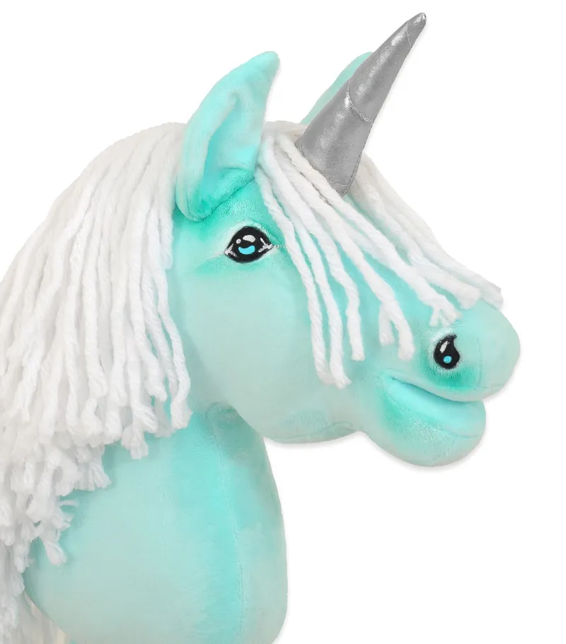 Hobby Horse Jednorożec Na Kiju Białą Grzywą Srebrnym TUM-TUM - Miętowy