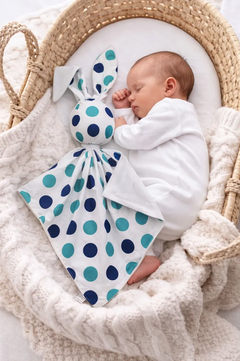 Zając Przytulanka Doudou Dwustronna Bawełna Minky Grochy TUM-TUM - Biały