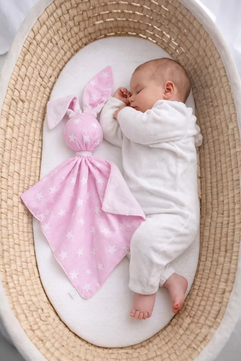 Zając Przytulanka Doudou Dwustronna Bawełna Minky Gwiazdki TUM-TUM - Biały