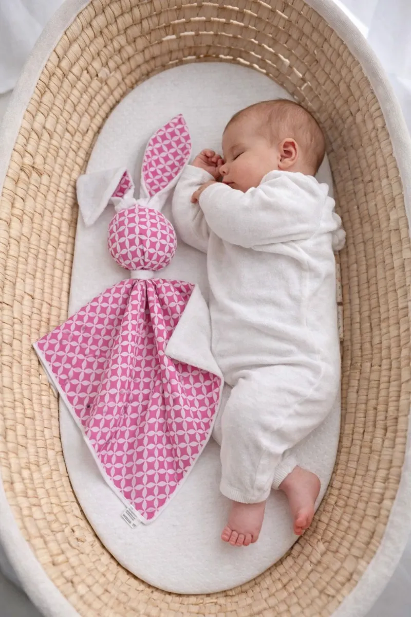Zając Przytulanka Doudou Dwustronna Bawełna Minky Mini Rozeta TUM-TUM