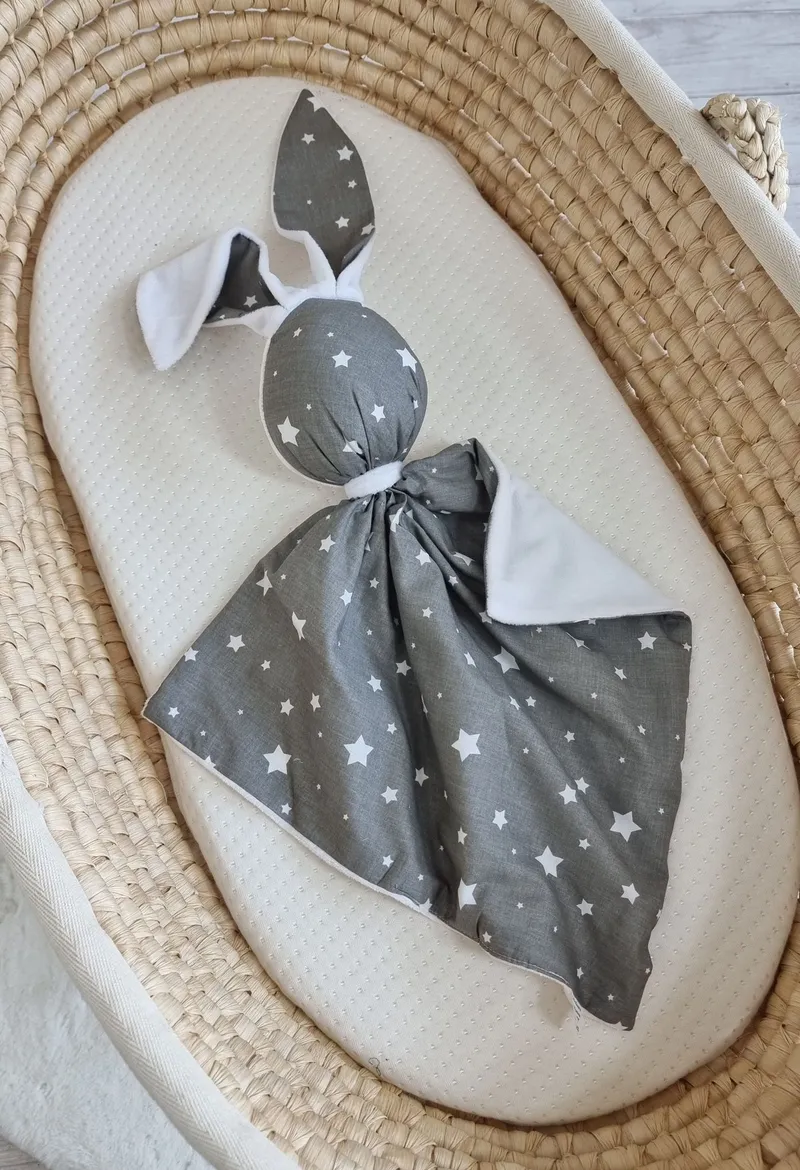 Zając Przytulanka Doudou Dwustronna Bawełna Minky Mini Gwiazdki TUM-TUM