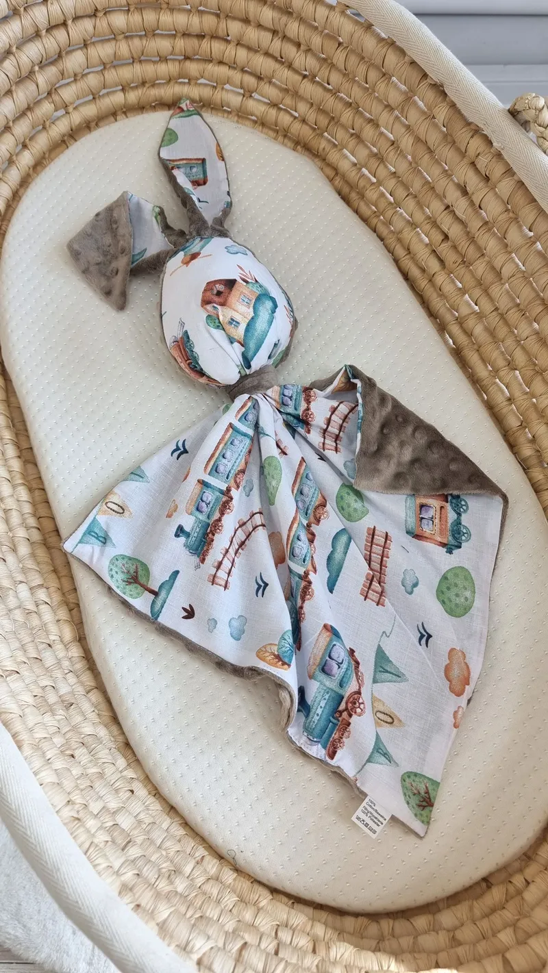 Zając Przytulanka Doudou Dwustronna Bawełna Minky TUM-TUM - Turkusowy