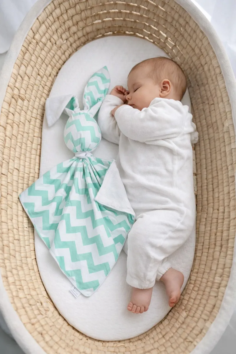 Zając Przytulanka Doudou Dwustronna Bawełna Minky Chevron TUM-TUM - Biały