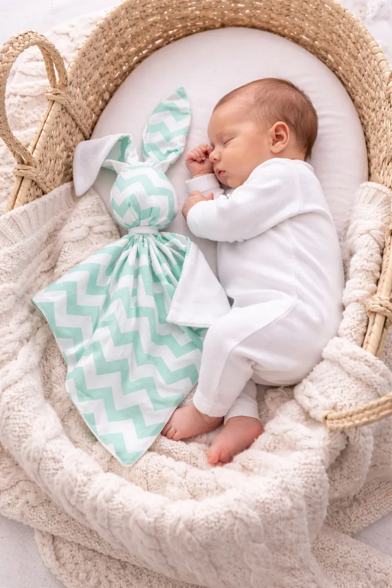 Zając Przytulanka Doudou Dwustronna Bawełna Minky Chevron TUM-TUM - Biały