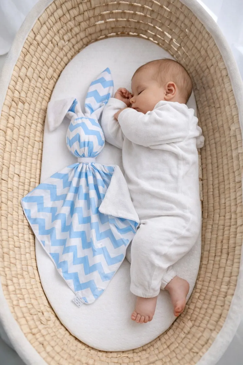 Zając Przytulanka Doudou Dwustronna Bawełna Minky Chevron TUM-TUM - Biały