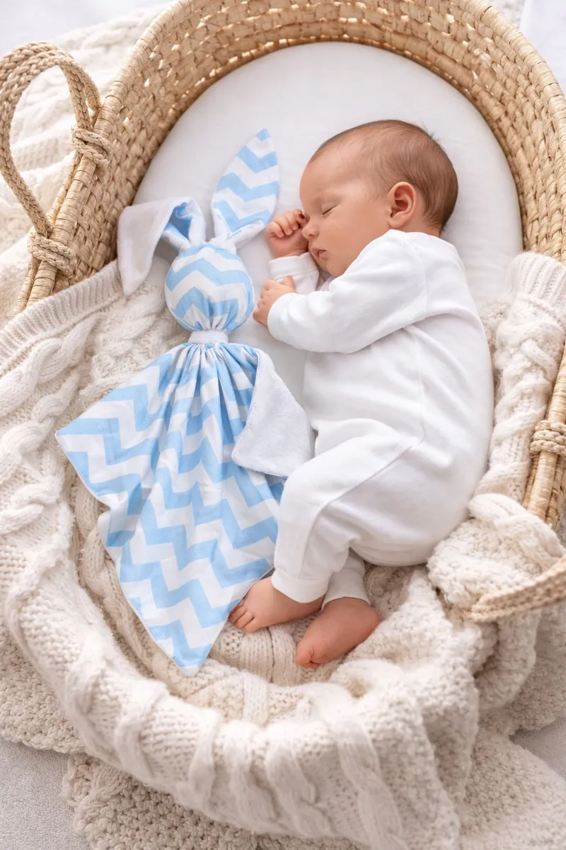 Zając Przytulanka Doudou Dwustronna Bawełna Minky Chevron TUM-TUM - Biały