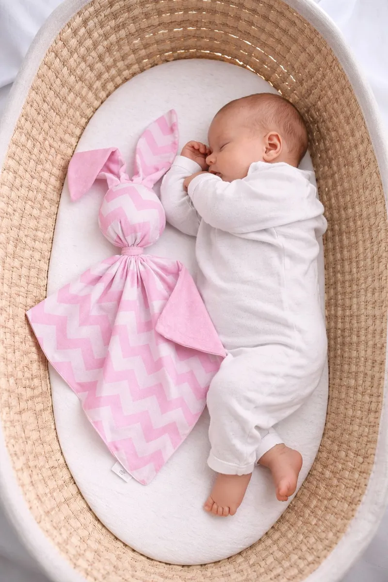 Zając Przytulanka Doudou Dwustronna Bawełna Minky Chevron TUM-TUM - Różowy