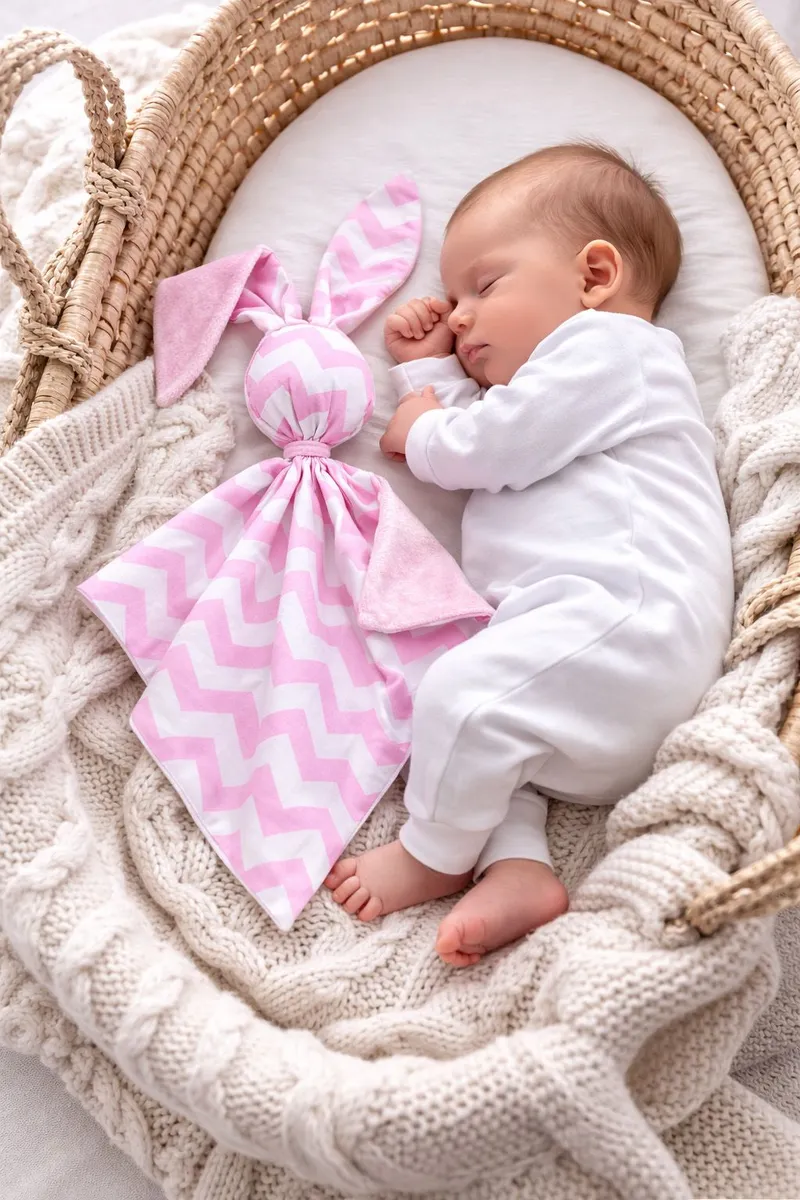 Zając Przytulanka Doudou Dwustronna Bawełna Minky Chevron TUM-TUM - Różowy