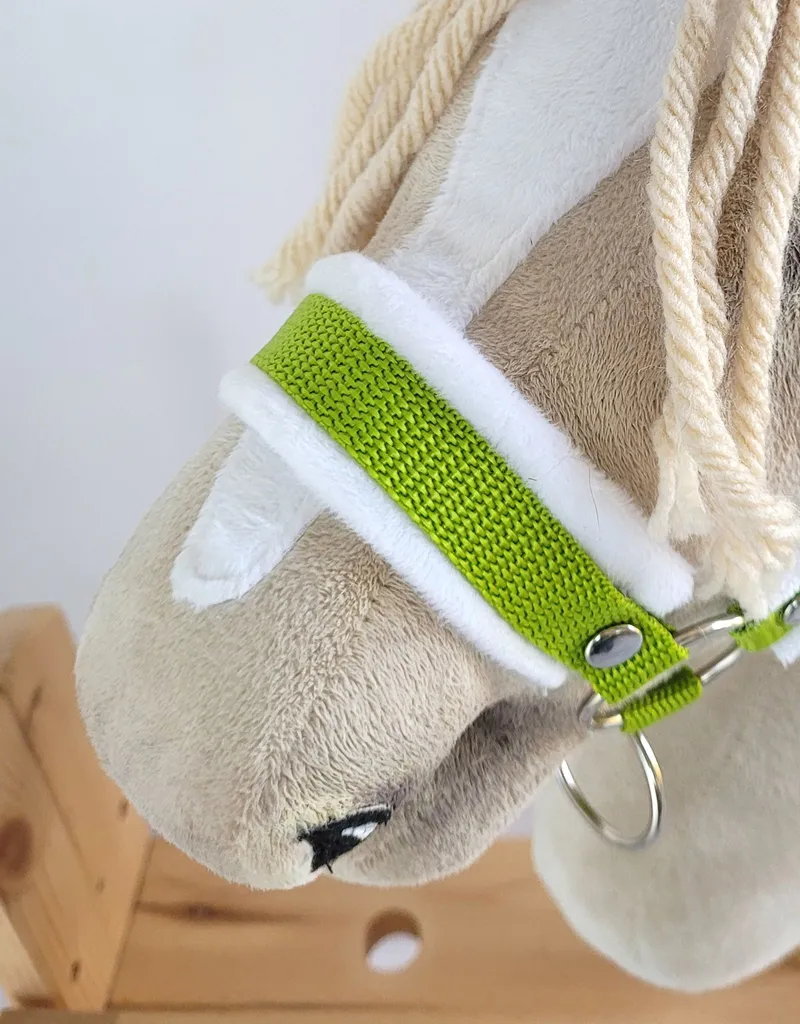 Kantar Regulowany Dla Konia Hobby Horse Limonka Białym Futerkiem TUM-TUM