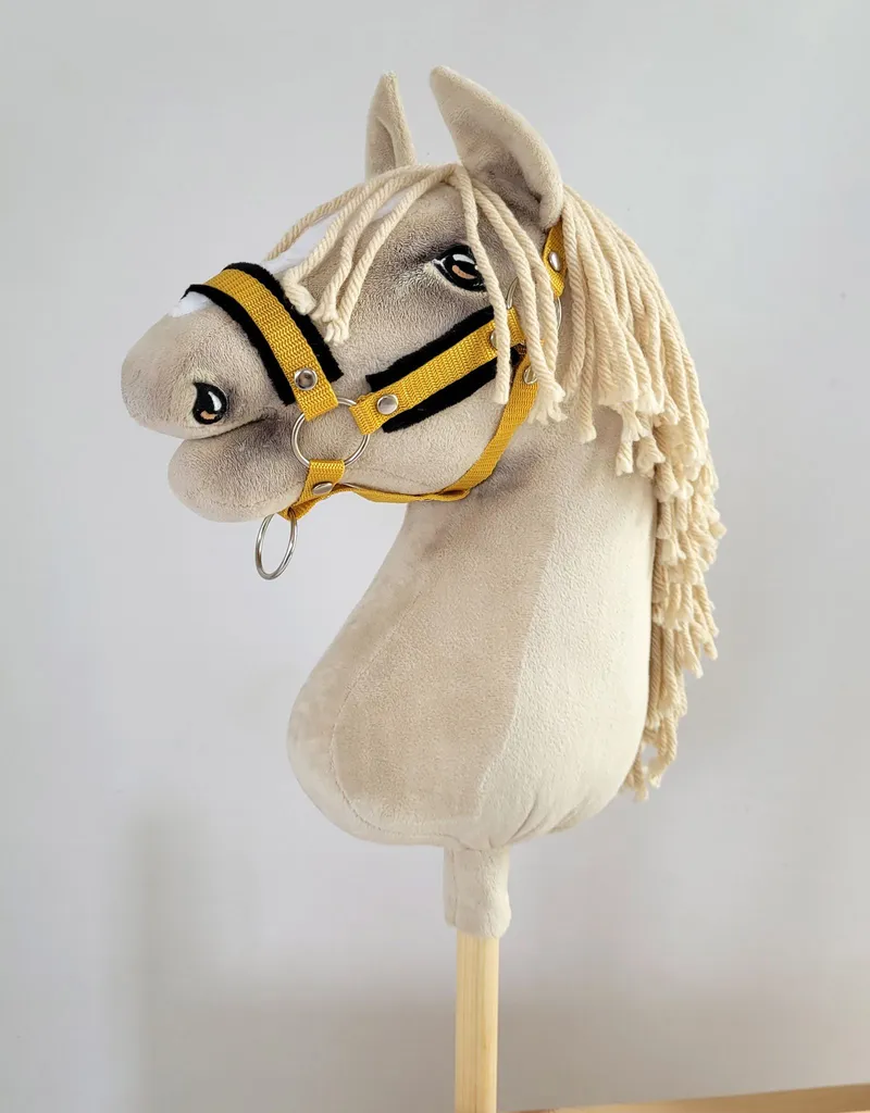 Kantar Regulowany Dla Konia Hobby Horse Musztardowy Czarnym TUM-TUM
