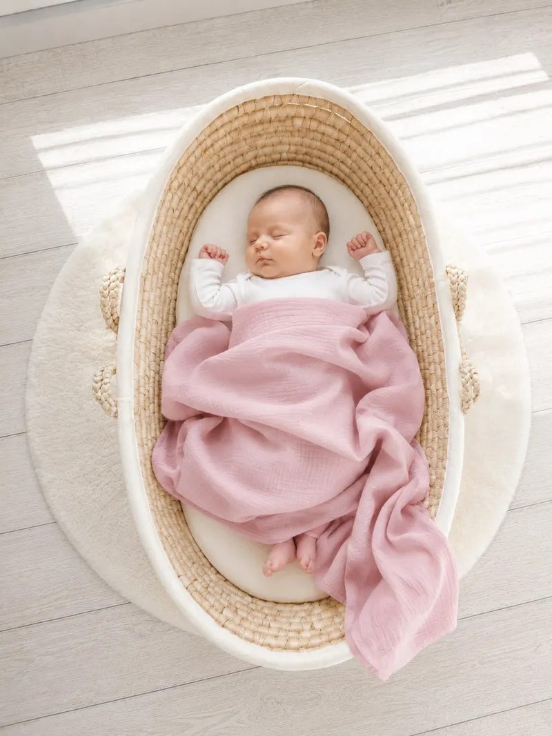 Muślinowy Kocyk Dla Niemowląt Chwostami Pastel Pink TUM-TUM