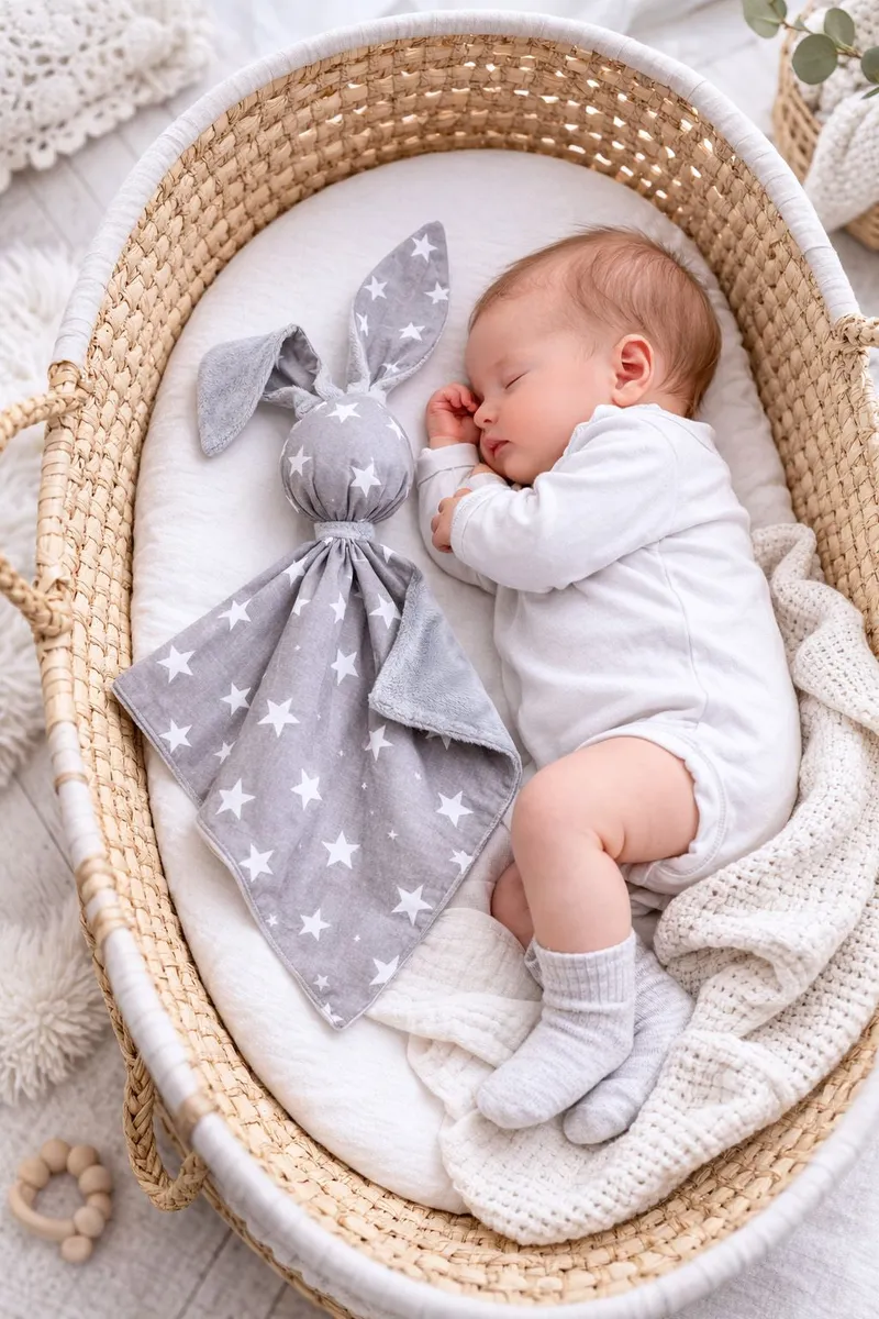 Zając Przytulanka Doudou Dwustronna Bawełna Minky Gwiazdki TUM-TUM - Szare