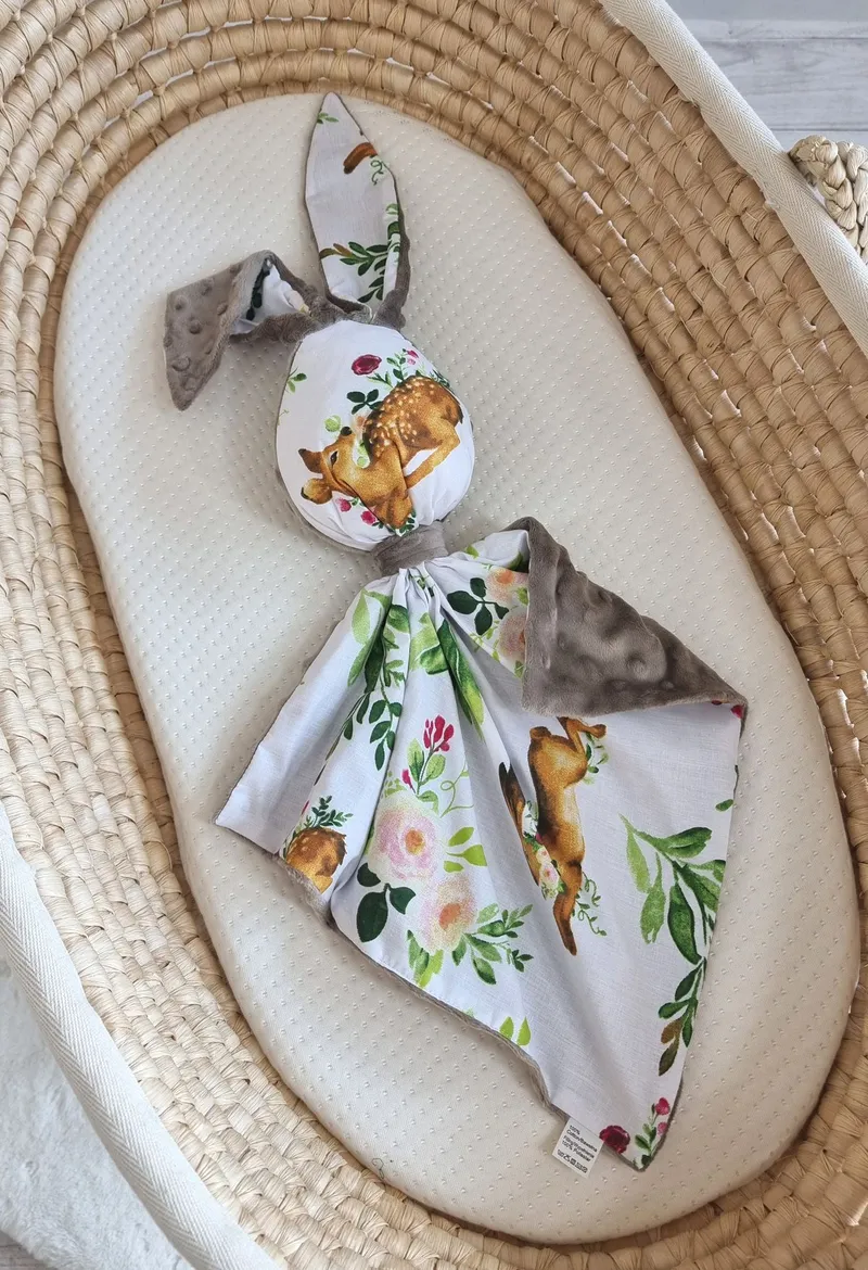 Zając Przytulanka Doudou Dwustronna Bawełna Minky Lesie TUM-TUM - Szary