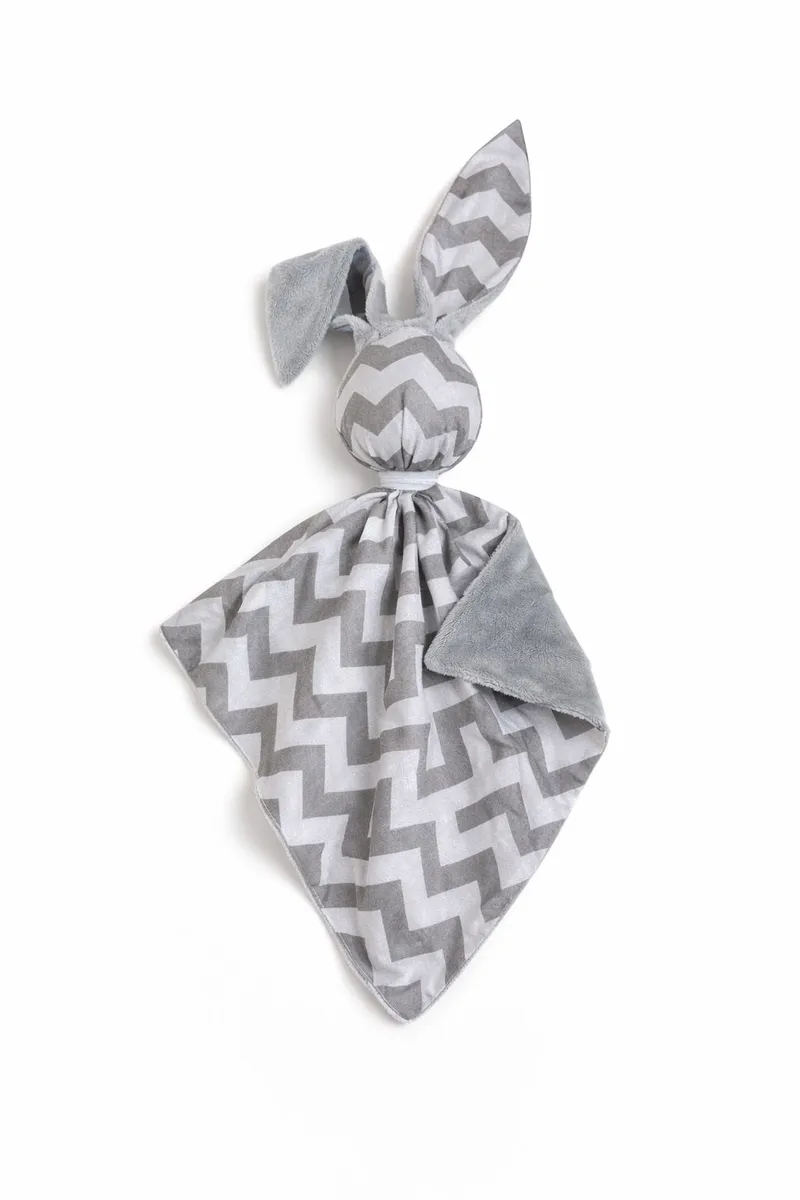 Zając Przytulanka Doudou Dwustronna Bawełna Minky Chevron TUM-TUM - Szary