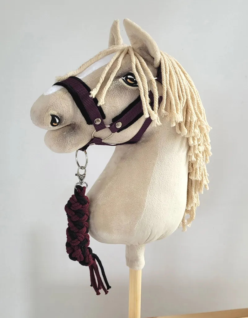 Uwiąz Dla Konia Hobby Horse Pleciony Ze Sznurka Czarno-Śliwkowy TUM-TUM