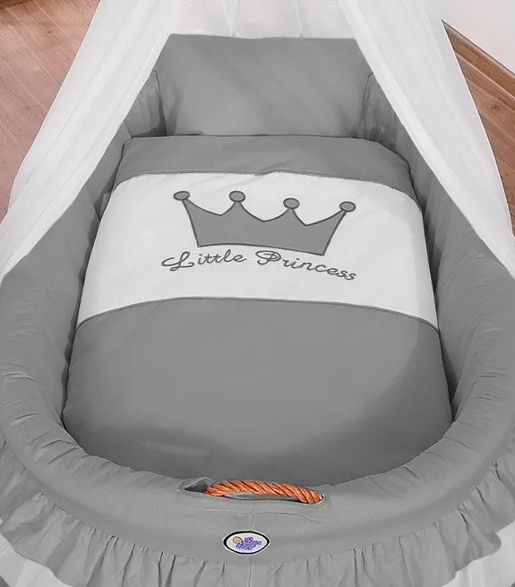 Kosz Mojżesza Wiklinowy Baldachimem Little Prince Antracyt TUM-TUM