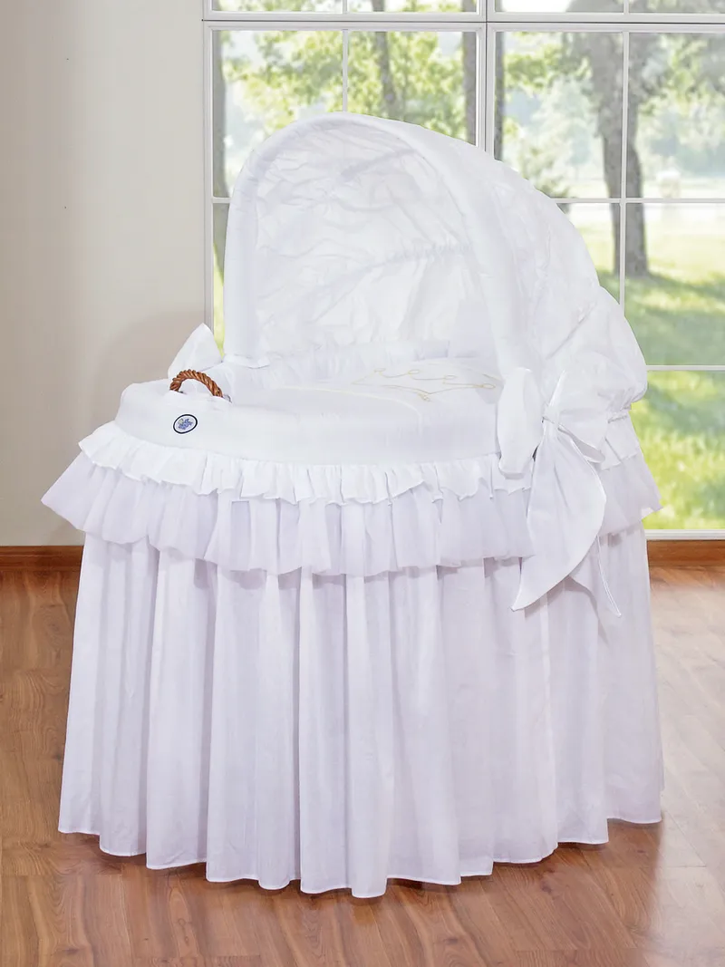 Kosz Mojżesza Wiklinowy Ze Składaną Budką Little Prince TUM-TUM - Biały