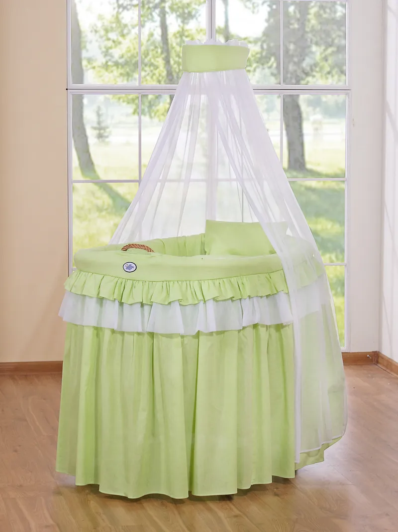 Kosz Mojżesza Wiklinowy Baldachimem- Little Princess TUM-TUM - Zielony