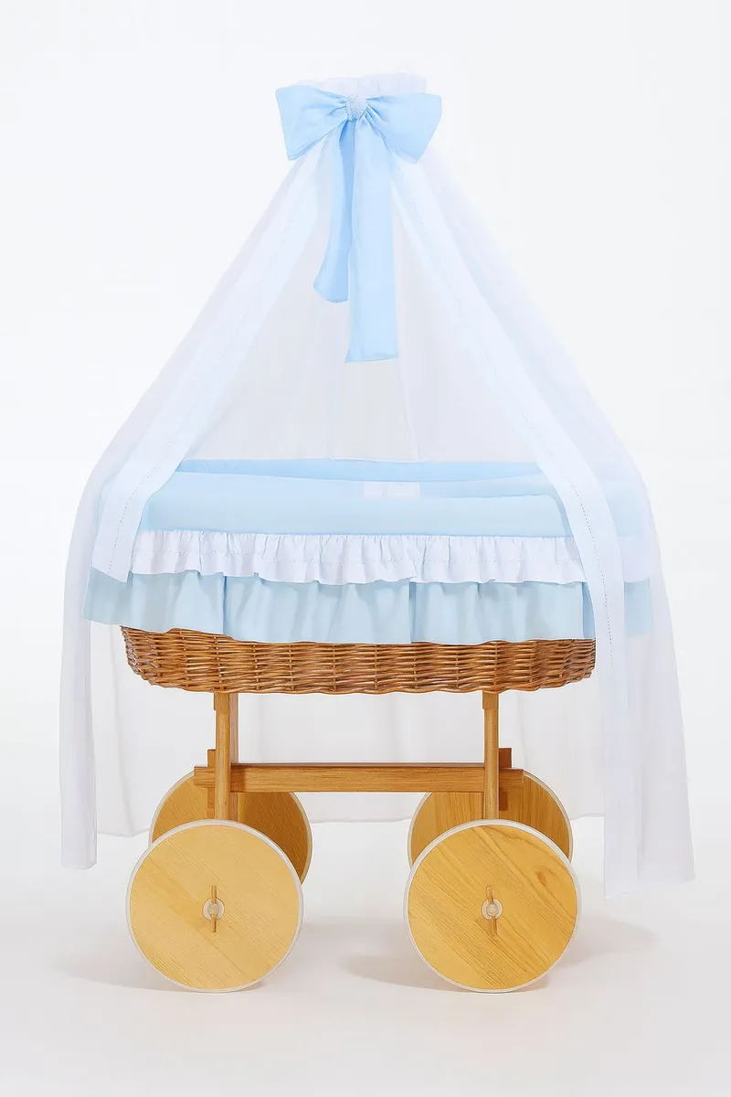 Wiklinowy Kosz Mojżesza Baldachimem Deluxe Bellamy Naturalny TUM-TUM