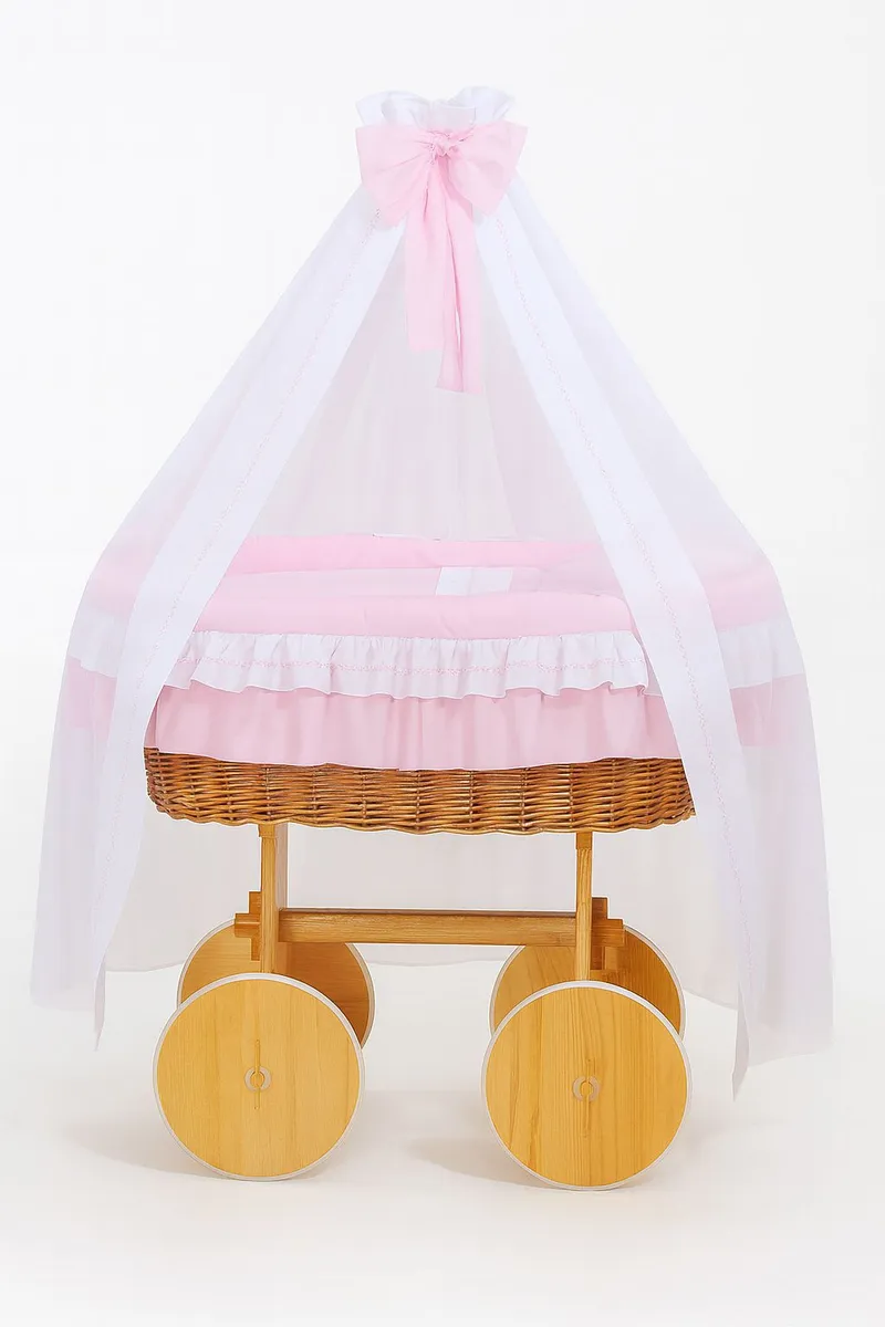 Wiklinowy Kosz Mojżesza Baldachimem Deluxe Bellamy Naturalny TUM-TUM