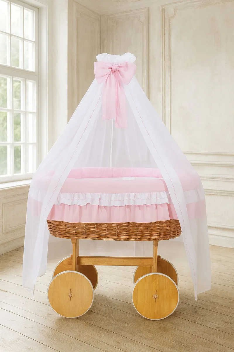 Wiklinowy Kosz Mojżesza Baldachimem Deluxe Bellamy Naturalny TUM-TUM