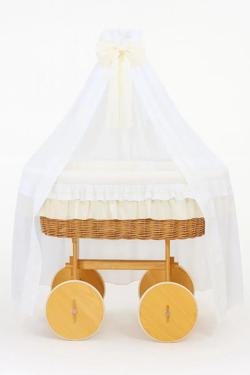 Wiklinowy Kosz Mojżesza Baldachimem Deluxe Bellamy Naturalny TUM-TUM