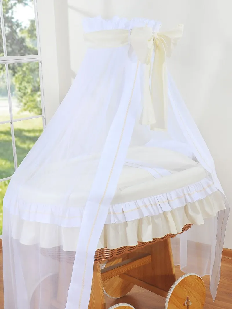 Wiklinowy Kosz Mojżesza Baldachimem Deluxe Bellamy Naturalny TUM-TUM