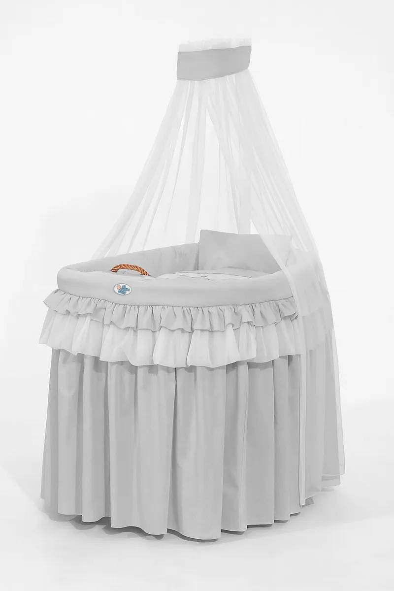 Kosz Mojżesza Wiklinowy Baldachimem Little Prince TUM-TUM - Szary
