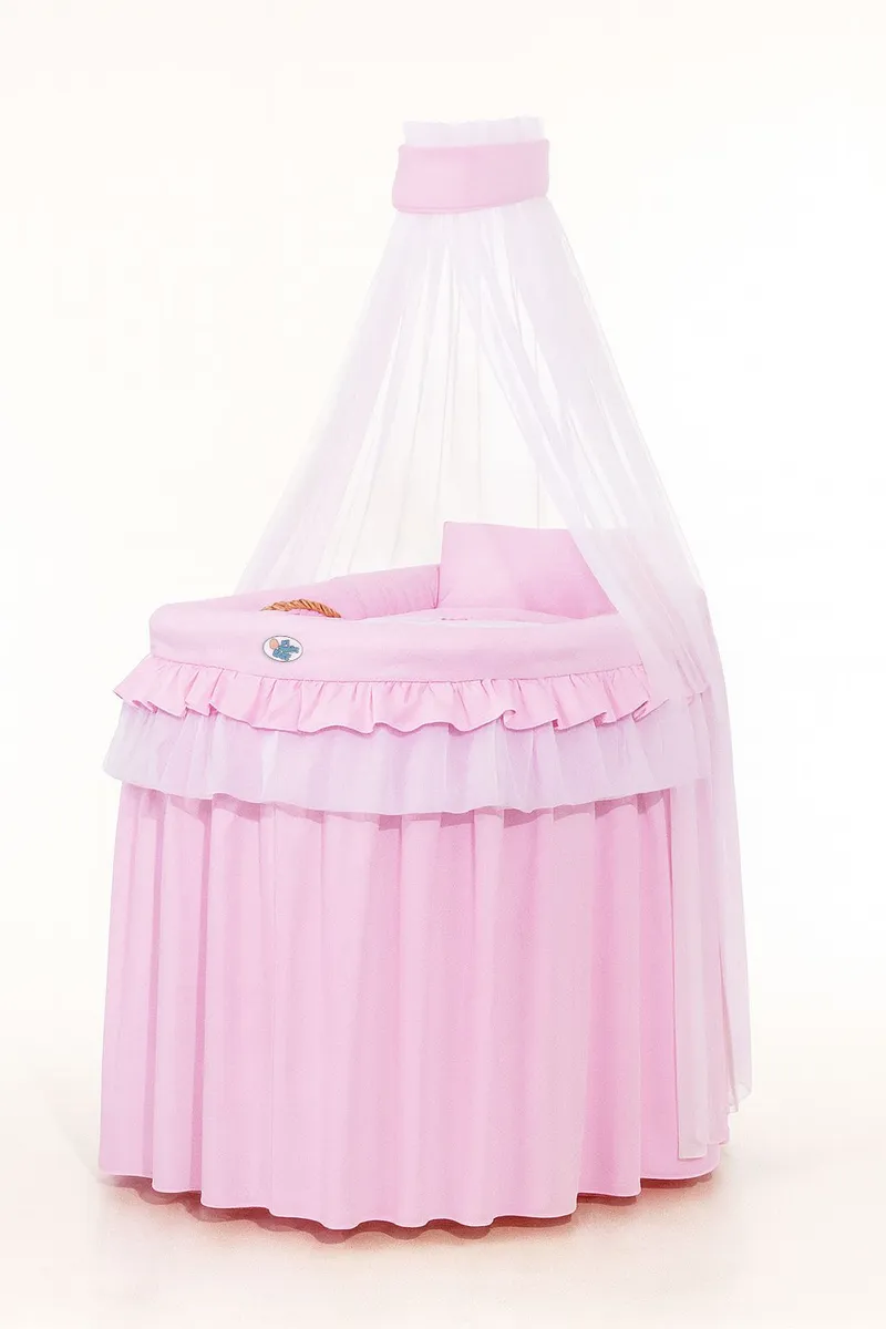 Kosz Mojżesza Wiklinowy Baldachimem Little Princess TUM-TUM - Różowy