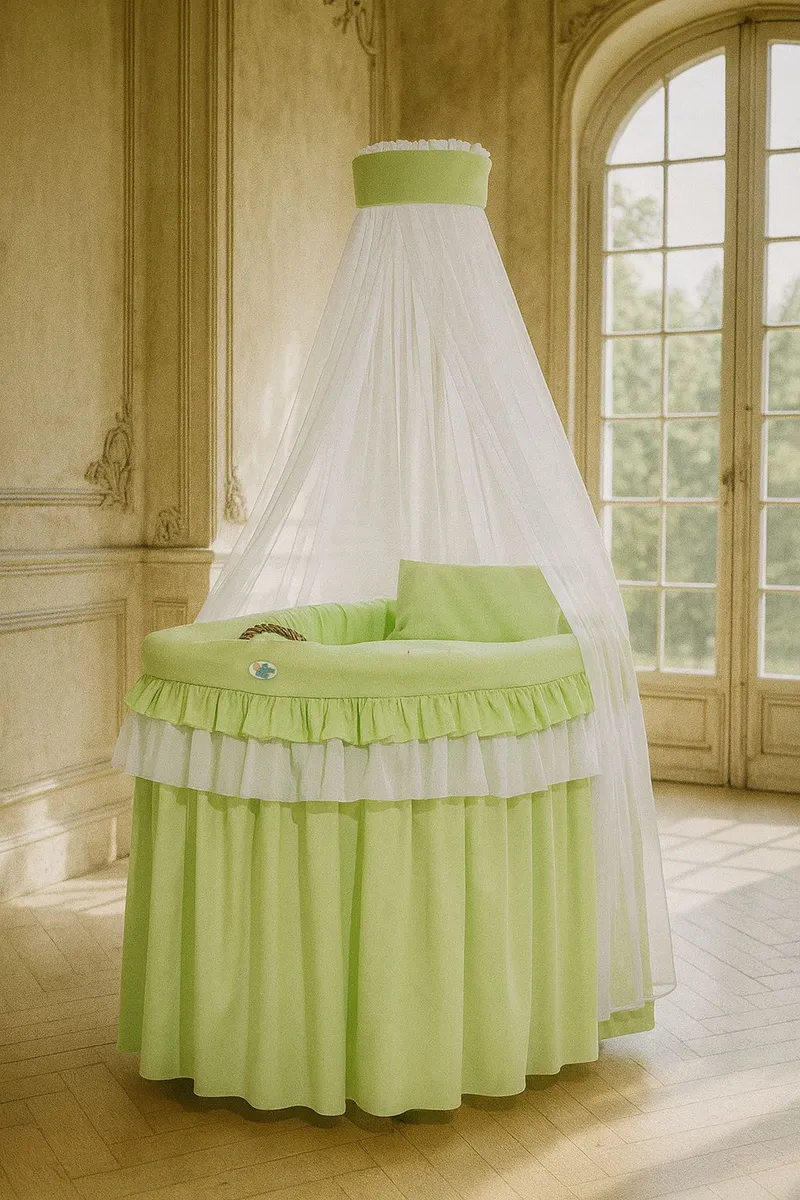 Kosz Mojżesza Wiklinowy Baldachimem- Little Princess TUM-TUM - Zielony