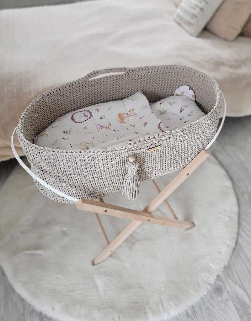 Kosz Mojżesza Boho Bawełniany Handmade Materacykiem Jasny TUM-TUM - Beżowy