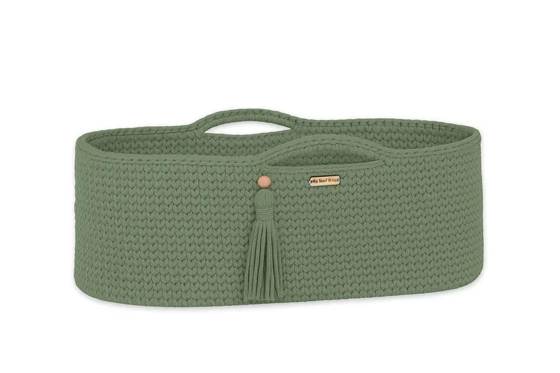 Kosz Mojżesza Boho Bawełniany Handmade Materacykiem Szałwia TUM-TUM