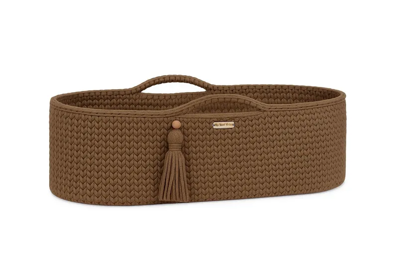 Kosz Mojżesza Boho Bawełniany Handmade Materacykiem Mocca TUM-TUM