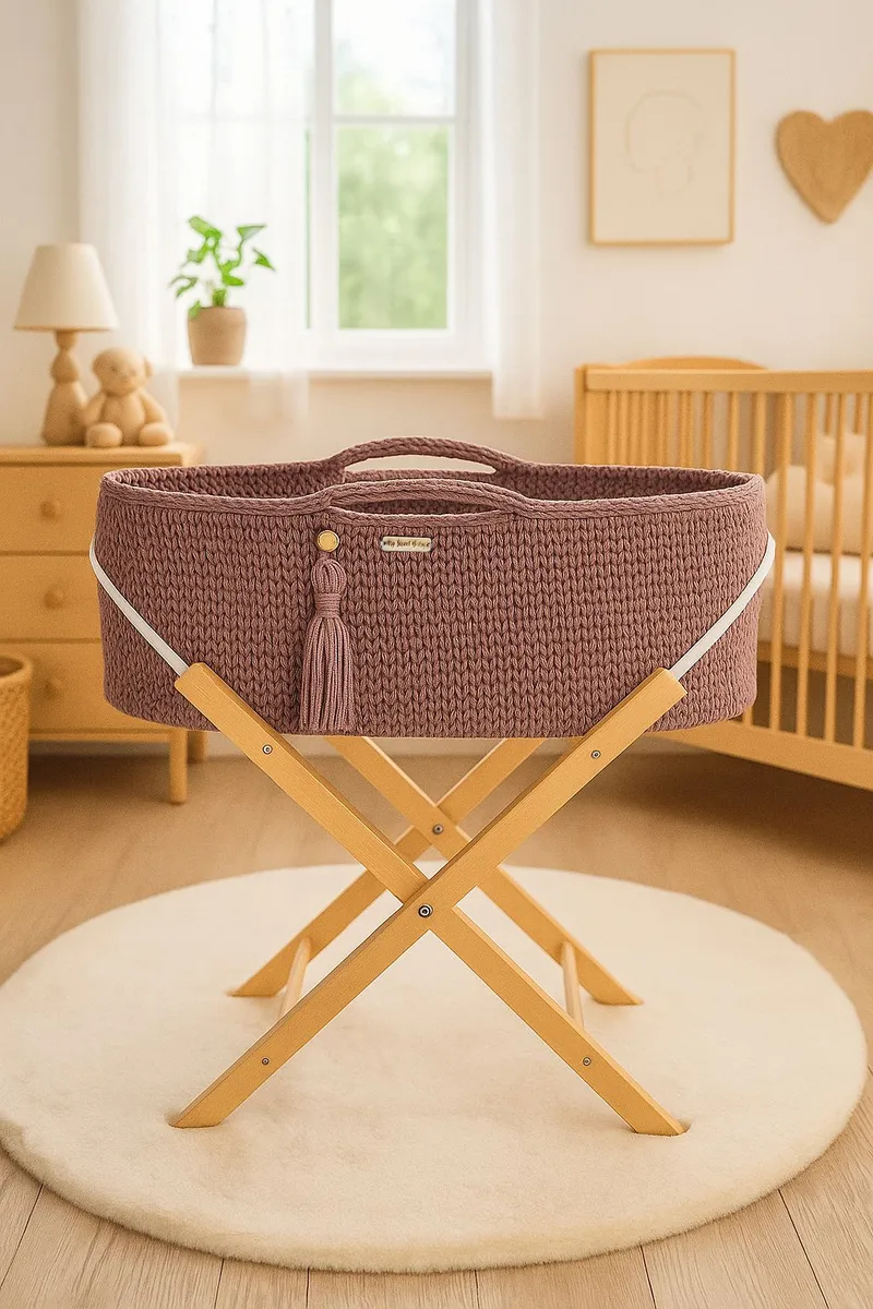 Kosz Mojżesza Boho Handmade Ze Stojakiem Mauve TUM-TUM
