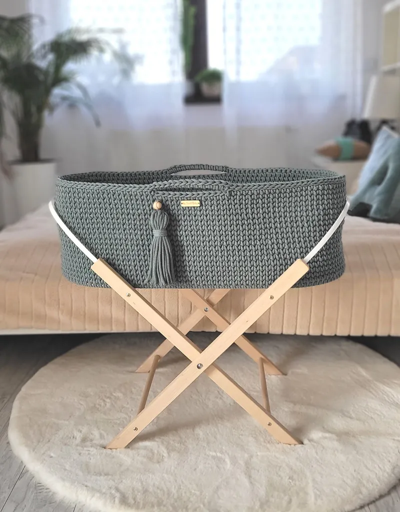 Kosz Mojżesza Boho Handmade Ze Stojakiem Laurel TUM-TUM