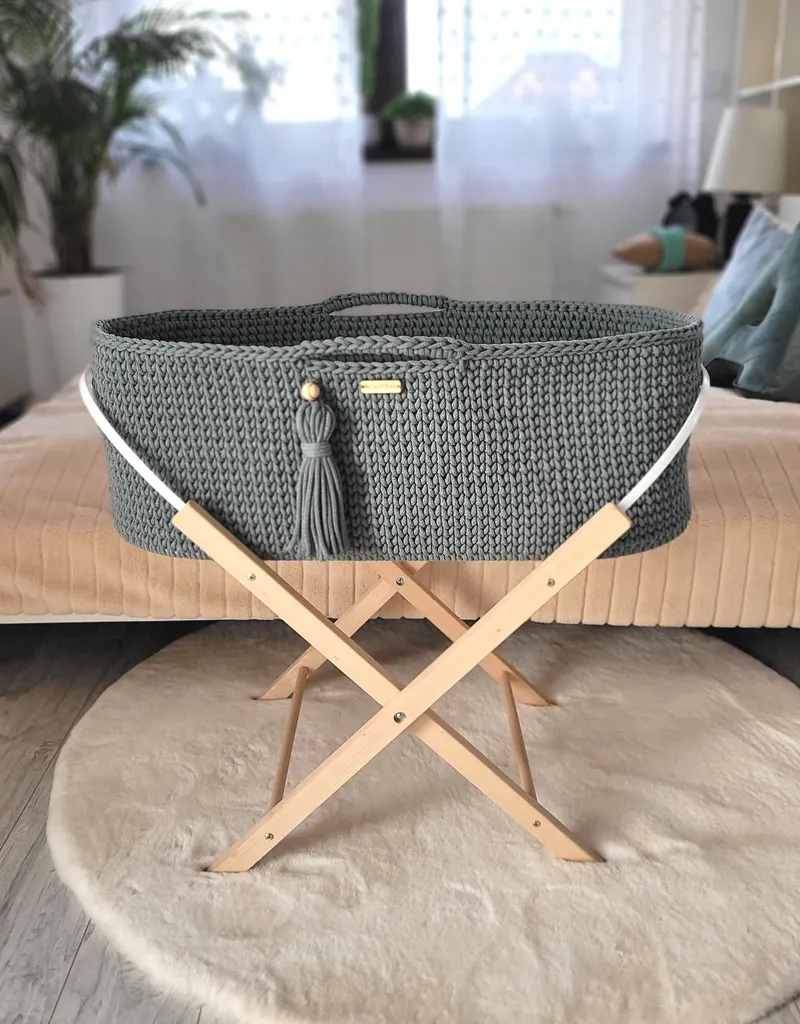 Kosz Mojżesza Boho Handmade Ze Stojakiem Laurel TUM-TUM