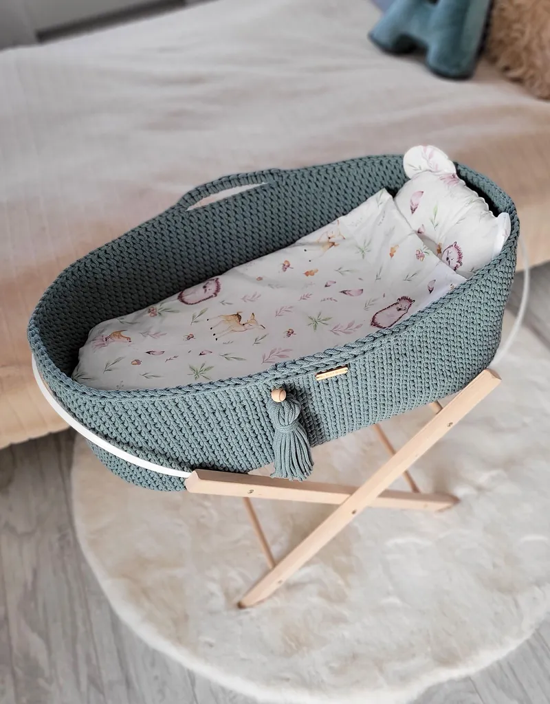 Kosz Mojżesza Boho Bawełniany Handmade Materacykiem Laurel TUM-TUM