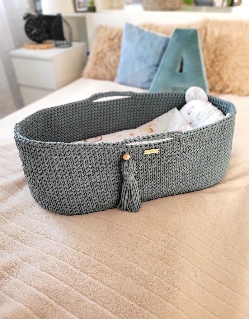 Kosz Mojżesza Boho Bawełniany Handmade Materacykiem Laurel TUM-TUM