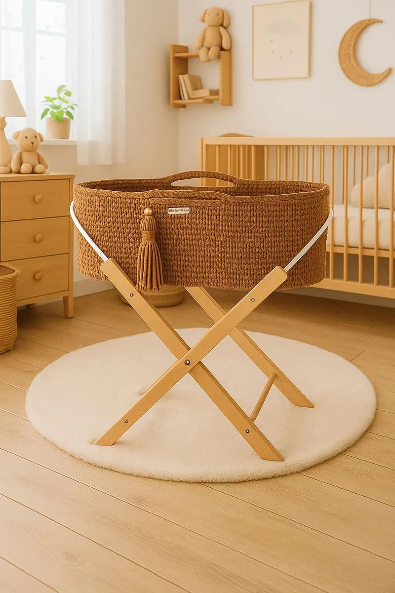 Kosz Mojżesza Boho Handmade Ze Stojakiem Caramel TUM-TUM
