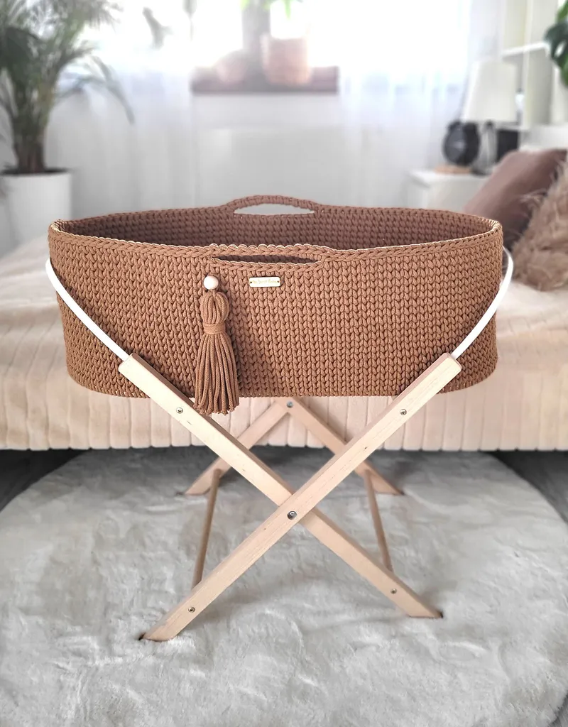 Kosz Mojżesza Boho Bawełniany Handmade Materacykiem Caramel TUM-TUM