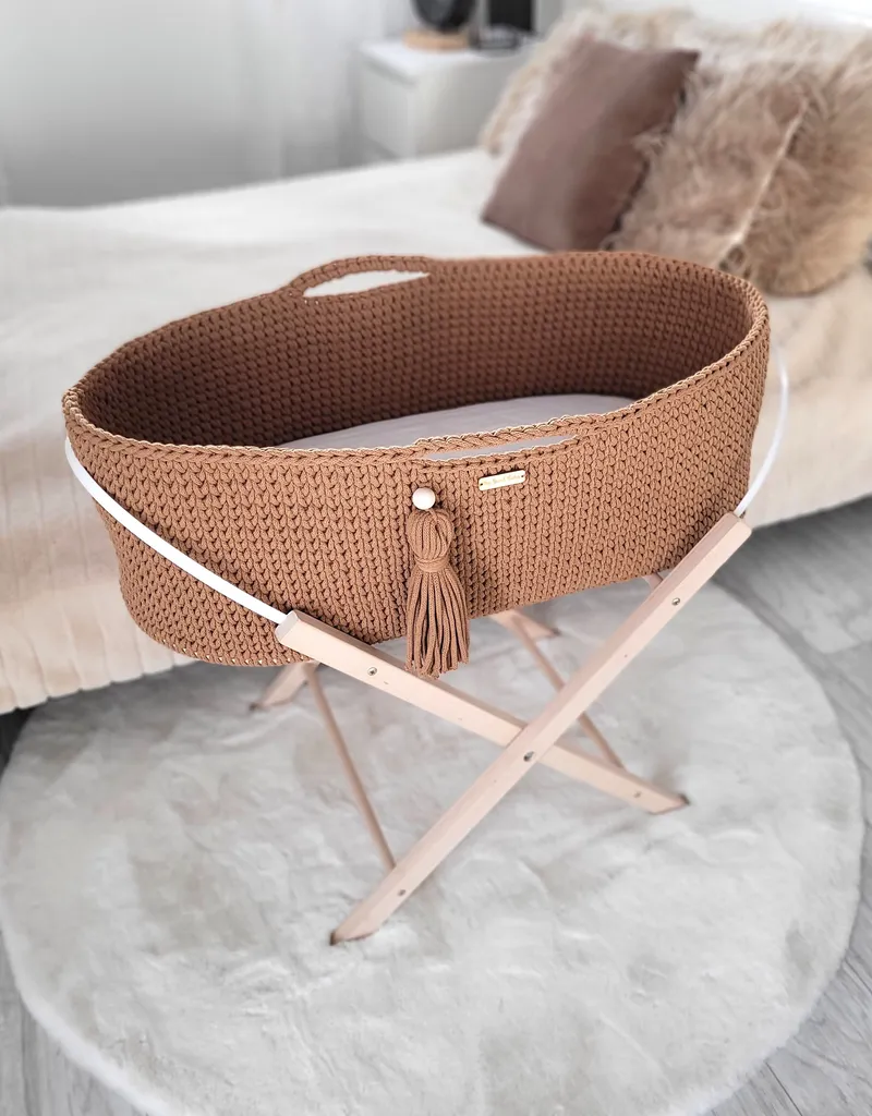 Kosz Mojżesza Boho Handmade Ze Stojakiem Caramel TUM-TUM