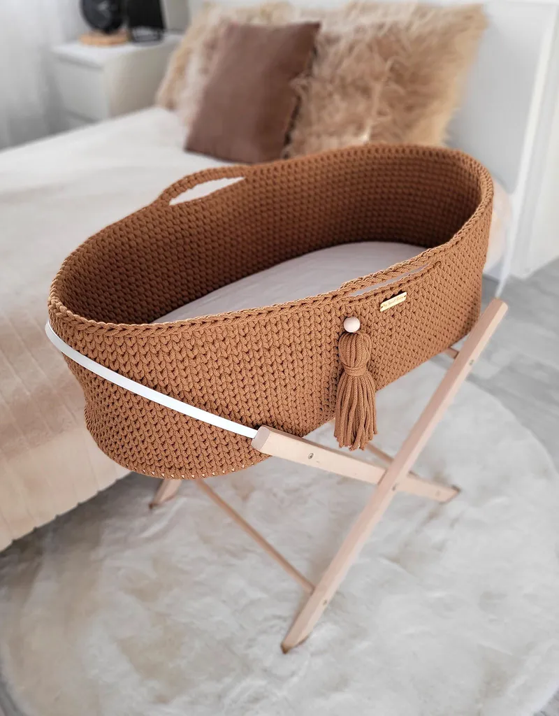 Kosz Mojżesza Boho Handmade Ze Stojakiem Caramel TUM-TUM